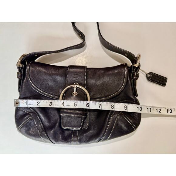 Vintage COACH Y2K Soho Black Leather Flap Buckle Shoulder Bag 9248 - Picture 6 of 7